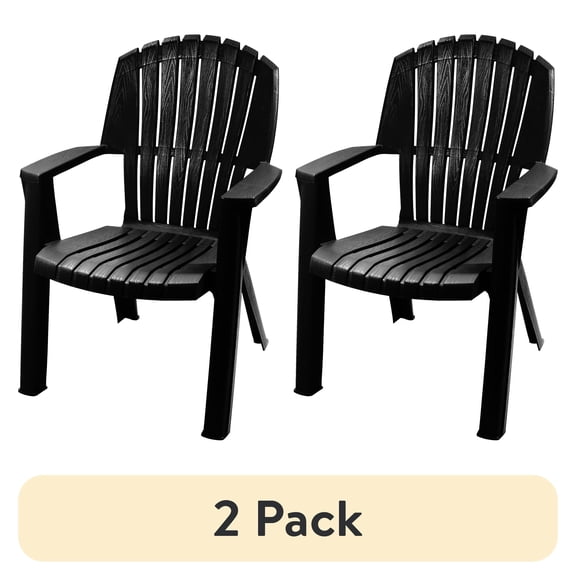 (2 pack) Gracious Living Outdoor Cape Cod Adirondack Chair Cool Black
