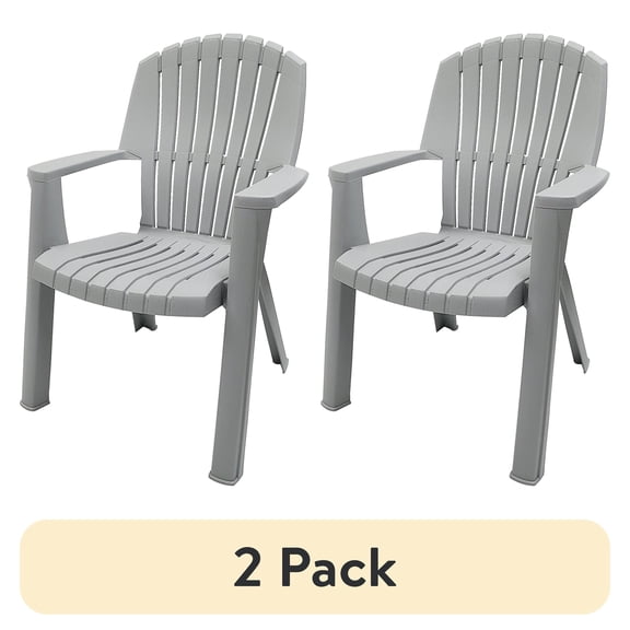 (2 pack) Gracious Living Outdoor Cape Cod Adirondack Chair Neutral Gray