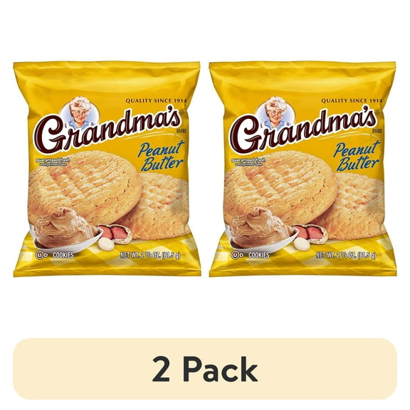 (2 pack) Grandma's Cookies, Peanut Butter, 2.5oz (10 Pack)