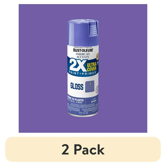 (2 pack) Grape, Rust-Oleum American Accents 2X Ultra Cover Gloss Spray Paint-327894, 12 oz