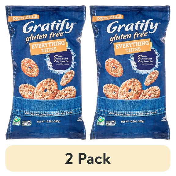 (2 pack) Gratify Gluten Free Everything Pretzel Thins, 10.5 Oz.