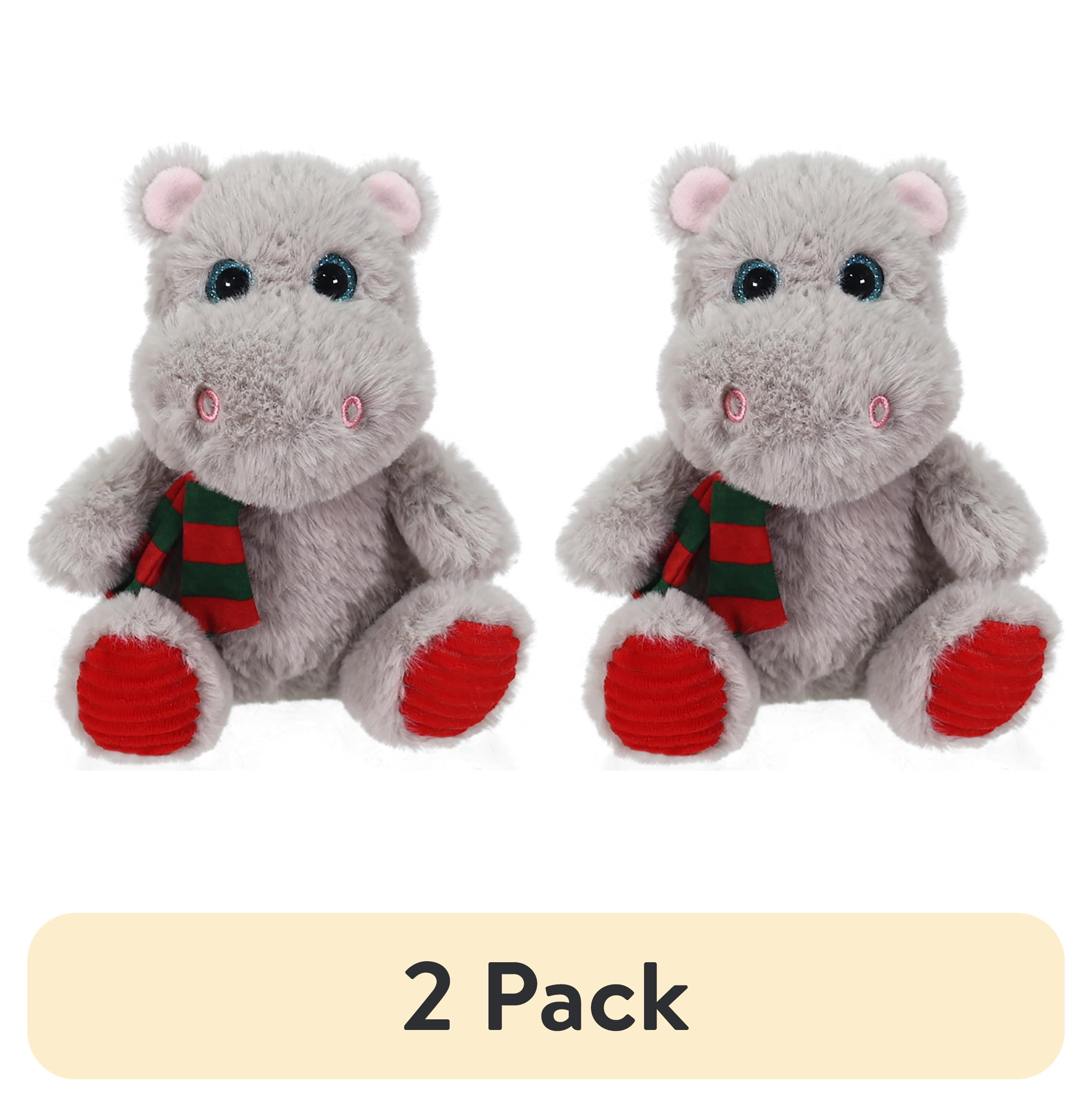 (2 pack) Hippo Stuffed Animal Plush Toy, Gray, 8 in, by Holiday Time