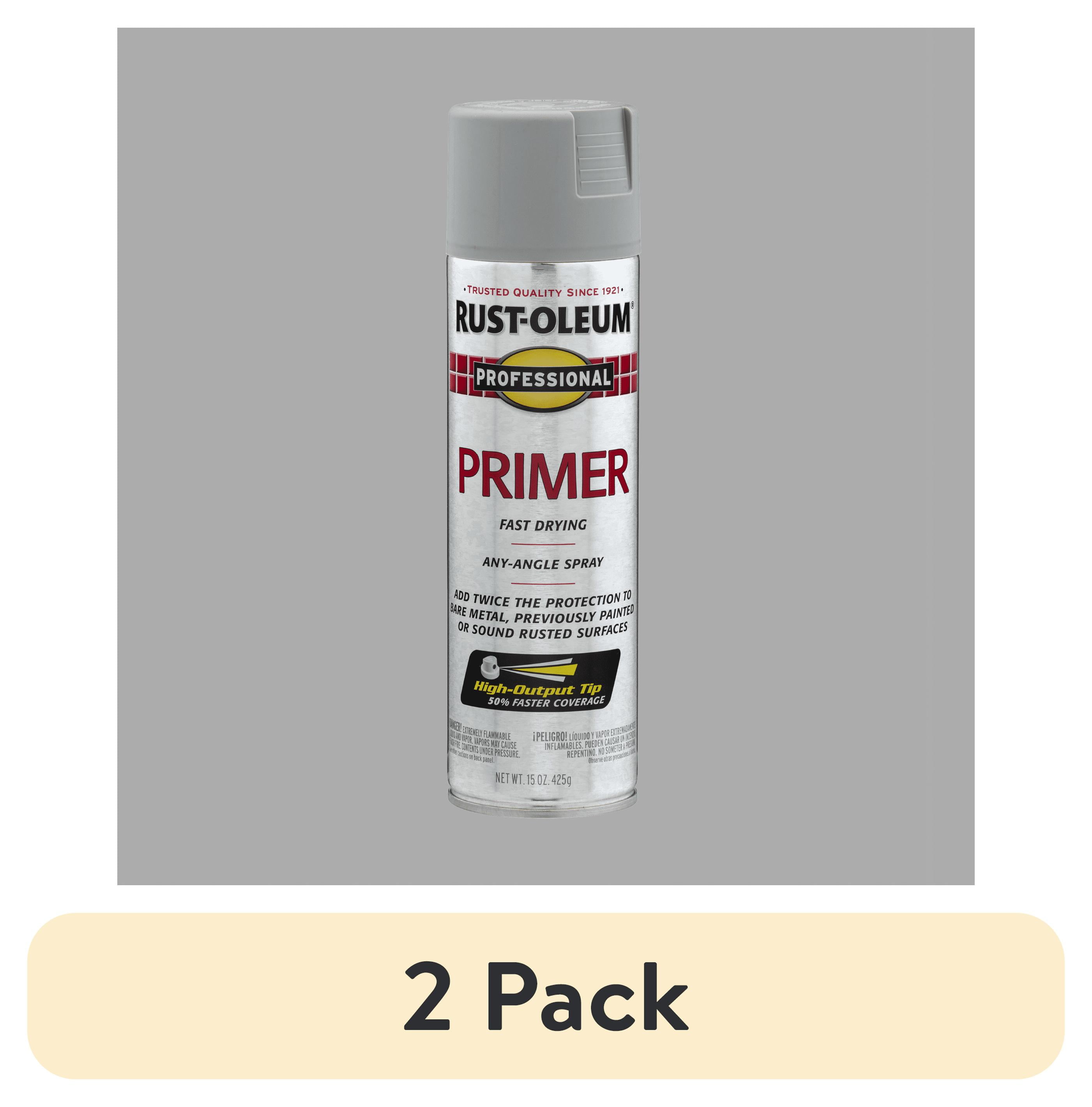 (2 pack) Gray Primer, Rust-Oleum Professional High-Performance Enamel Flat Spray Paint-7582838, 15 oz