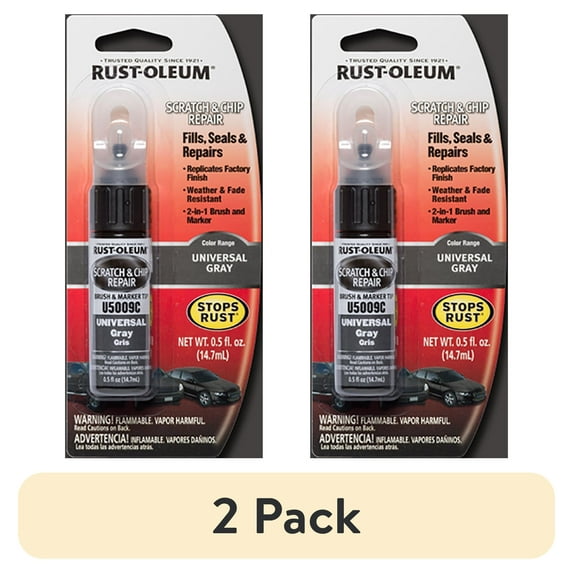 (2 pack) Gray, Rust-Oleum Automotive Scratch & Chip Repair Marker, 0.5 Oz