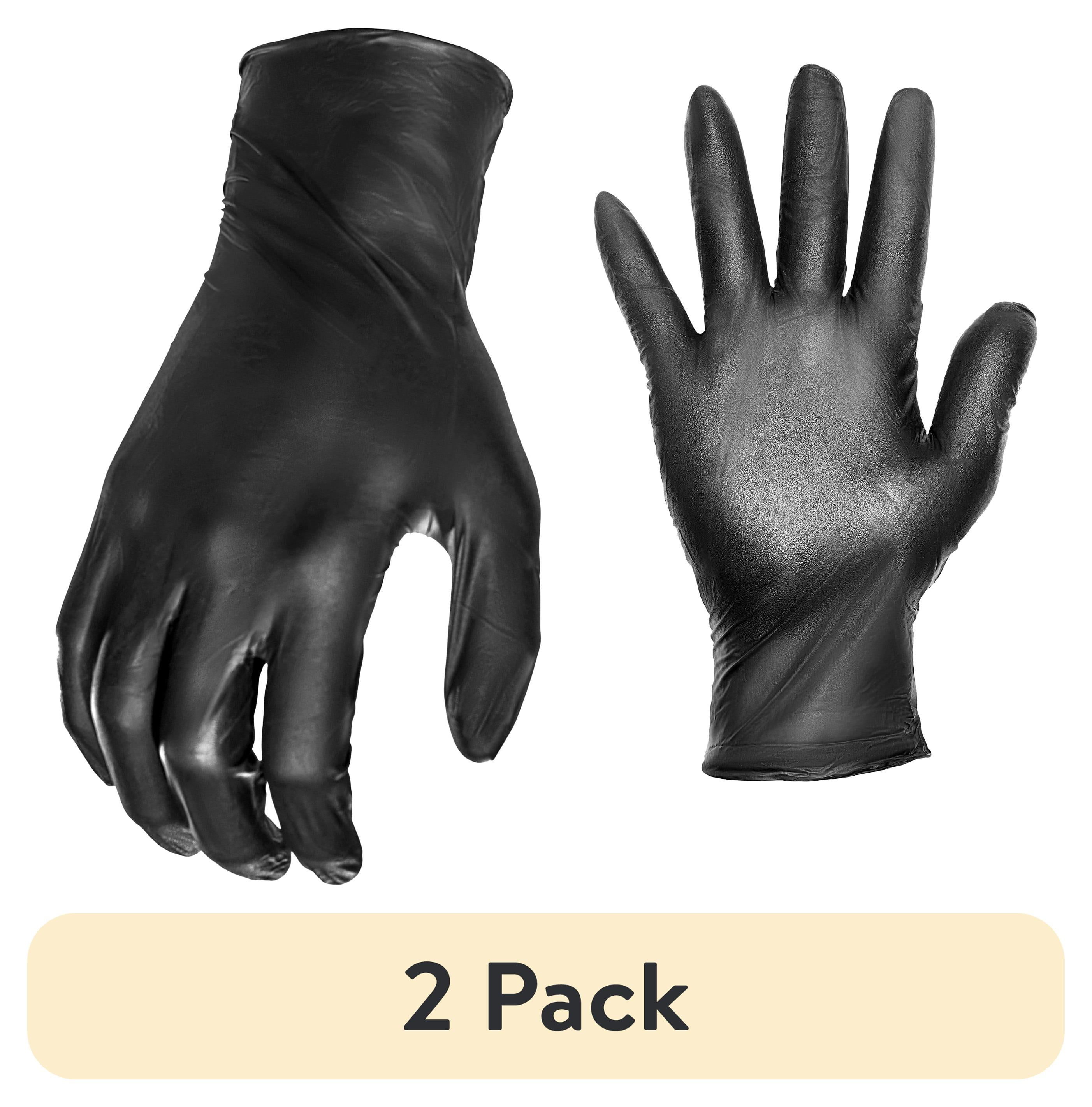 (2 pack) Grease Monkey Disposable Nitrile Gloves, Black, Latex Free, Large, 20 Count