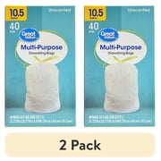 2 pack Great Value 10.5 Gallon Drawstring Trash Bag, Unscented, 40 Bags