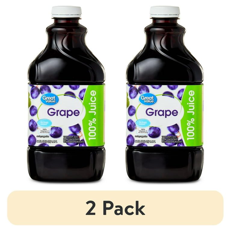 2 pack) Great Value 100% Concord Grape Juice, 64 fl oz - Walmart.com