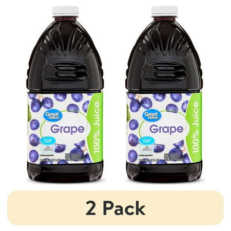 (2 pack) Great Value 100% Grape Juice Concord Grape, 96 fl oz