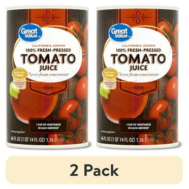 (2 pack) Great Value 100% Fresh-Pressed Tomato Juice, 46 fl oz