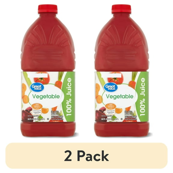 (2 pack) Great Value 100% Vegetable Juice, 64 fl oz