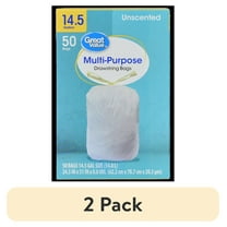 (2 pack) Great Value 14.5-Gallon Multipurpose Drawstring Trash Bag, Unscented, 50 Bags