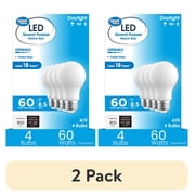 2 pack Great Value 18YR A19 LED Light Bulb, 8.5W60W Equivalent Dimmable Daylight E26 Medium Base, 4 Pack