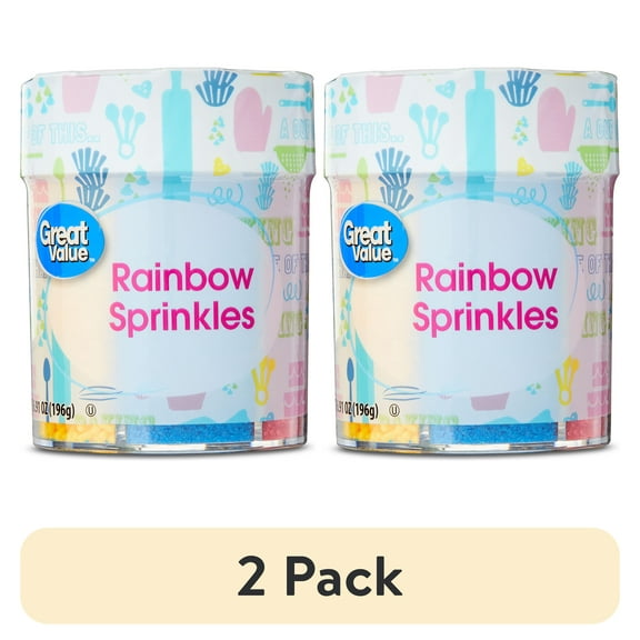 (2 pack) Great Value 6-Cell Rainbow Sprinkles, 6.91 oz
