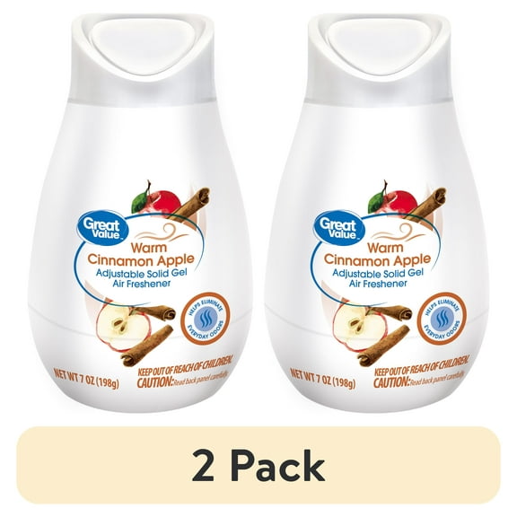(2 pack) Great Value Adjustable Solid Gel Cone Air Freshener, Warm Cinnamon Apple, 7 oz