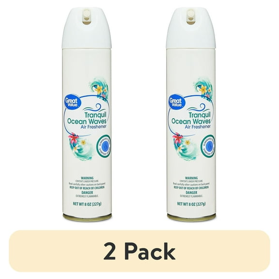 (2 pack) Great Value Aerosol Air Freshener, Tranquil Ocean Waves, 8 oz