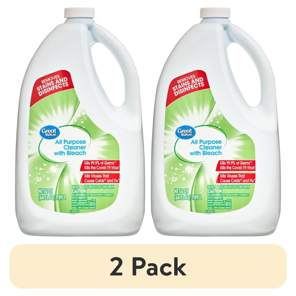 (2 pack) Great Value All Purpose Cleaner with Bleach, Refill, 64 fl oz