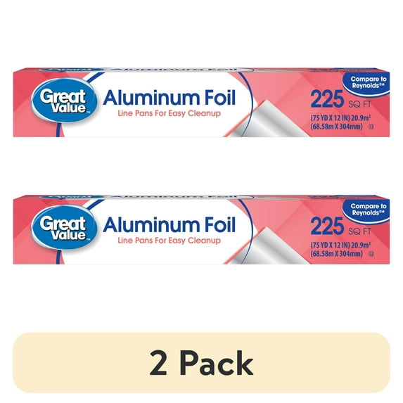 (2 pack) Great Value Aluminum Foil, 225 sq ft