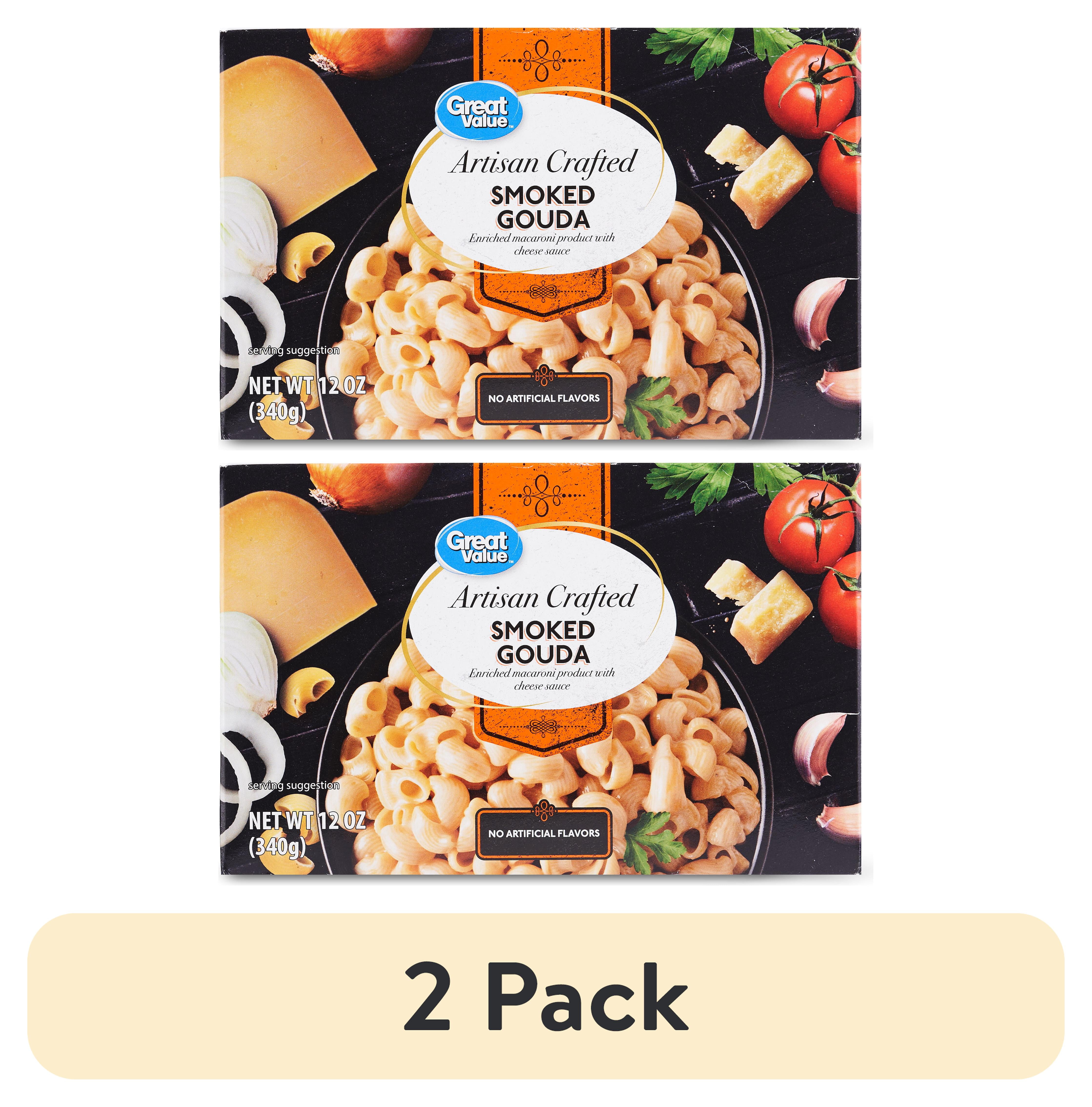(2 pack) Great Value Artisan Crafted Macaroni and Cheese, Smoked Gouda, 12 oz (Shelf Stable)
