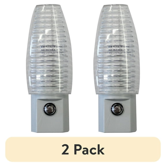 (2 pack) Great Value Automatic Night Light Base 1Pack with Replaceable C7 LED Included, 3.38in Tall