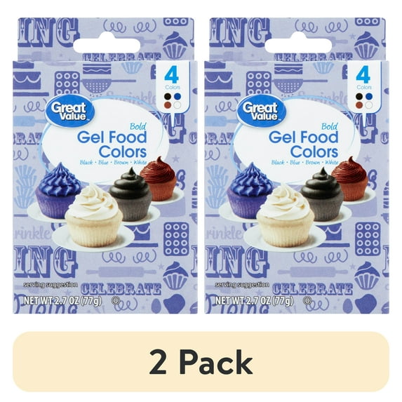 (2 pack) Great Value Bold Gel Food Colors, Multicolor, 2.7 oz, 4 Count