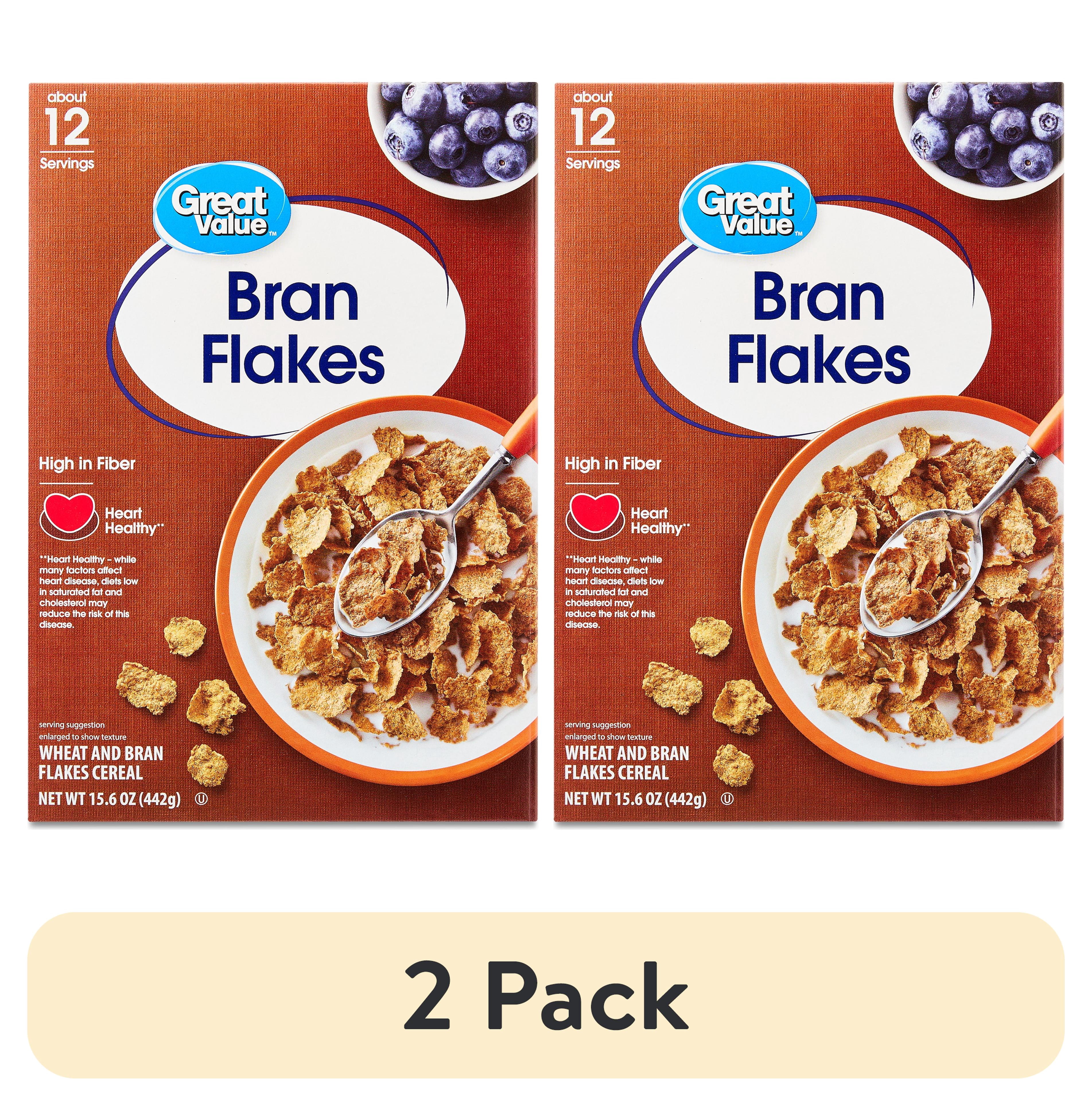 (2 pack) Great Value Bran Flakes Breakfast Cereal, 15.6 oz