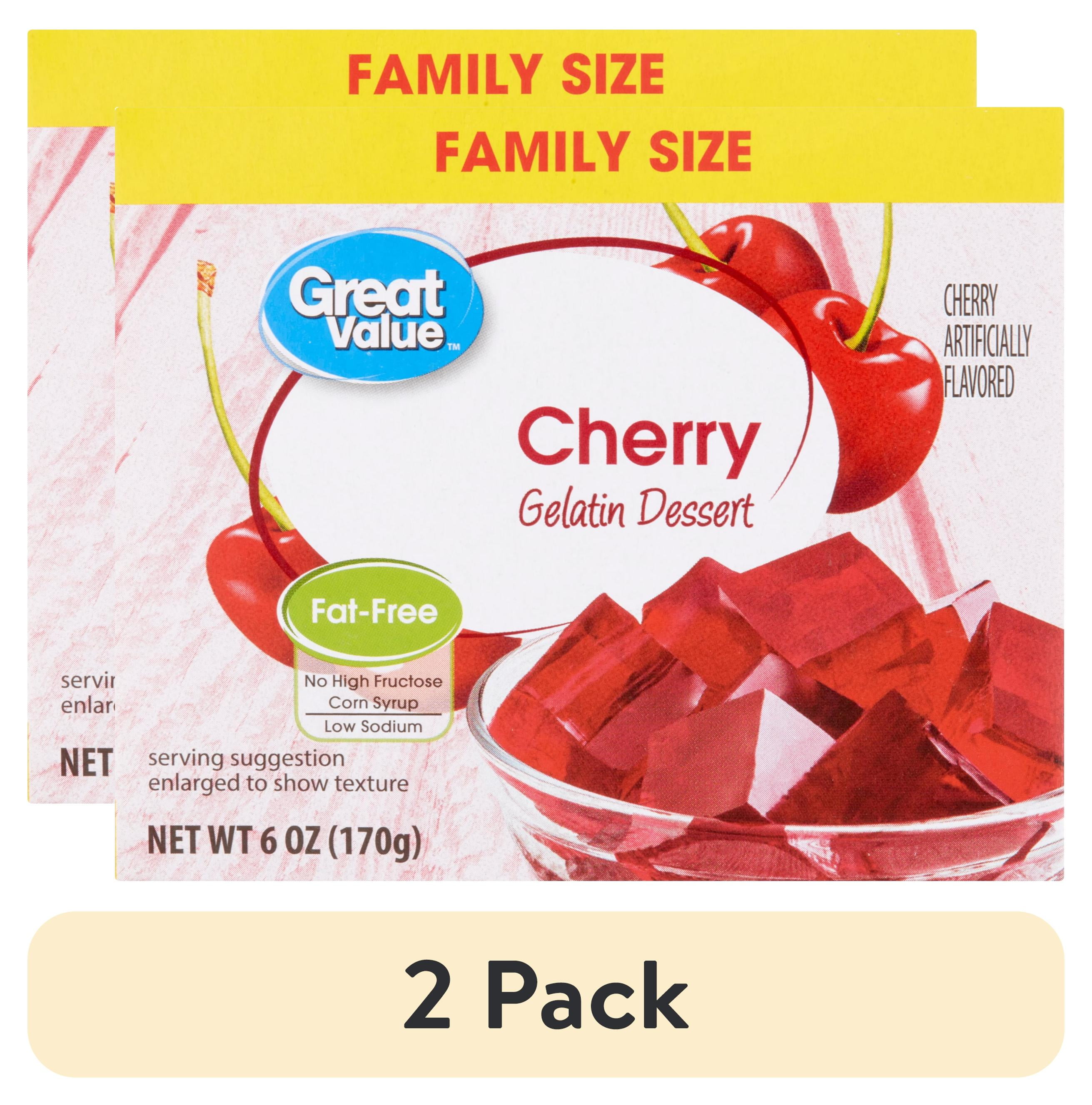 Great Value Cherry Gelatin Dessert Family Size 6 oz Classic Tart