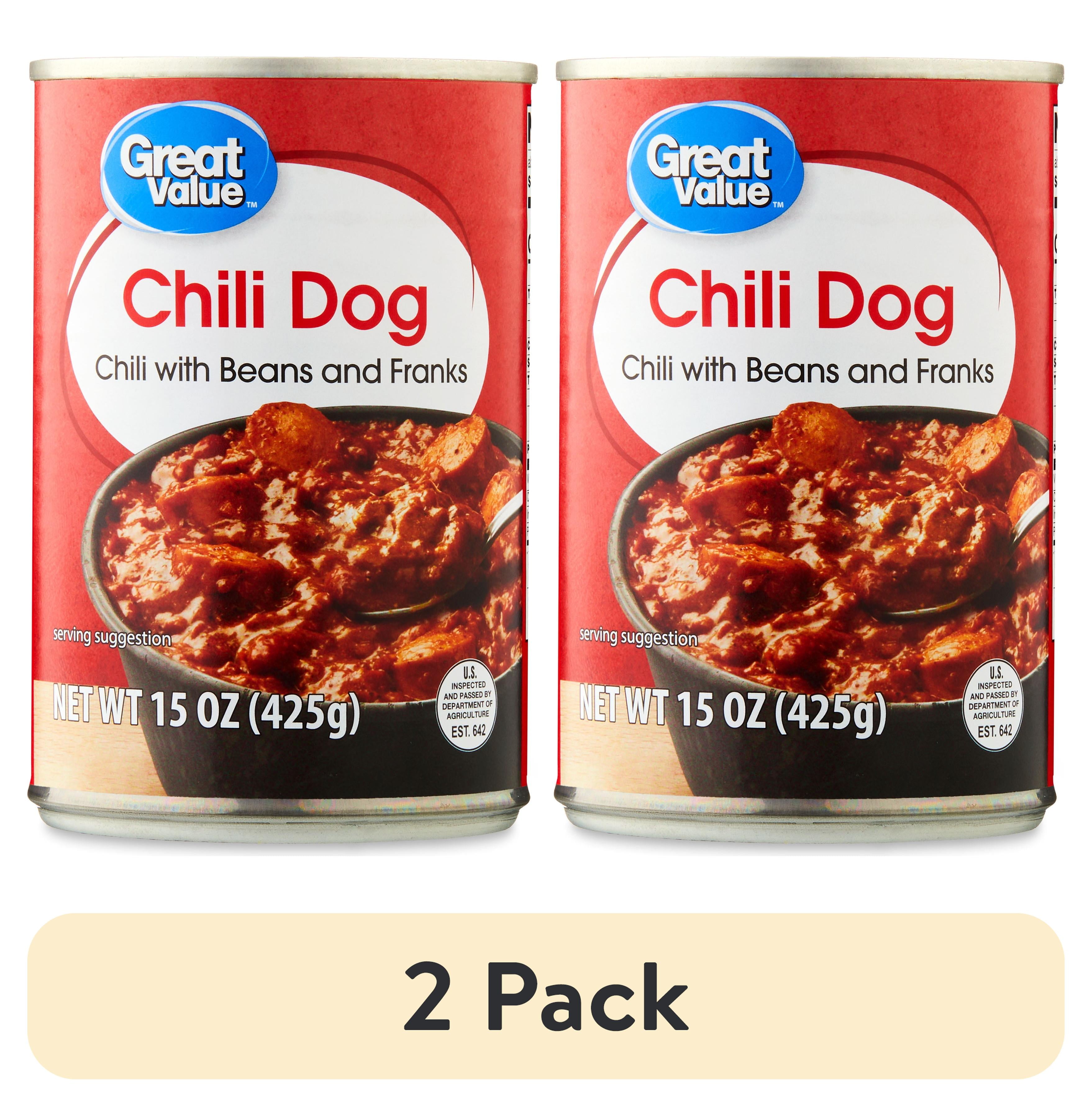 Great Value Chili with Beans and Franks 15 oz Can with Red Beans