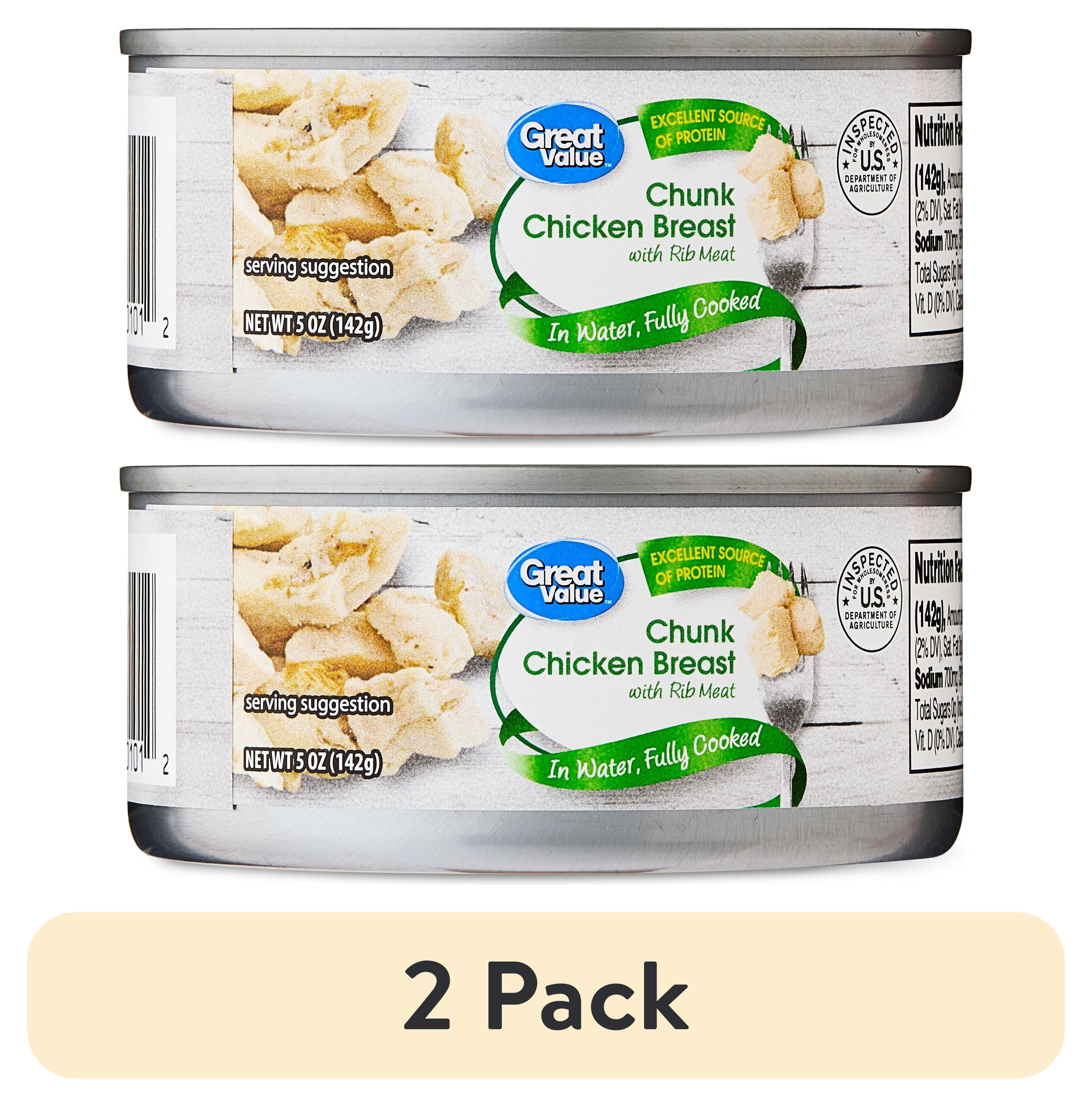 pack) Great Value Chunk Chicken Breast with Rib Meat in Water,