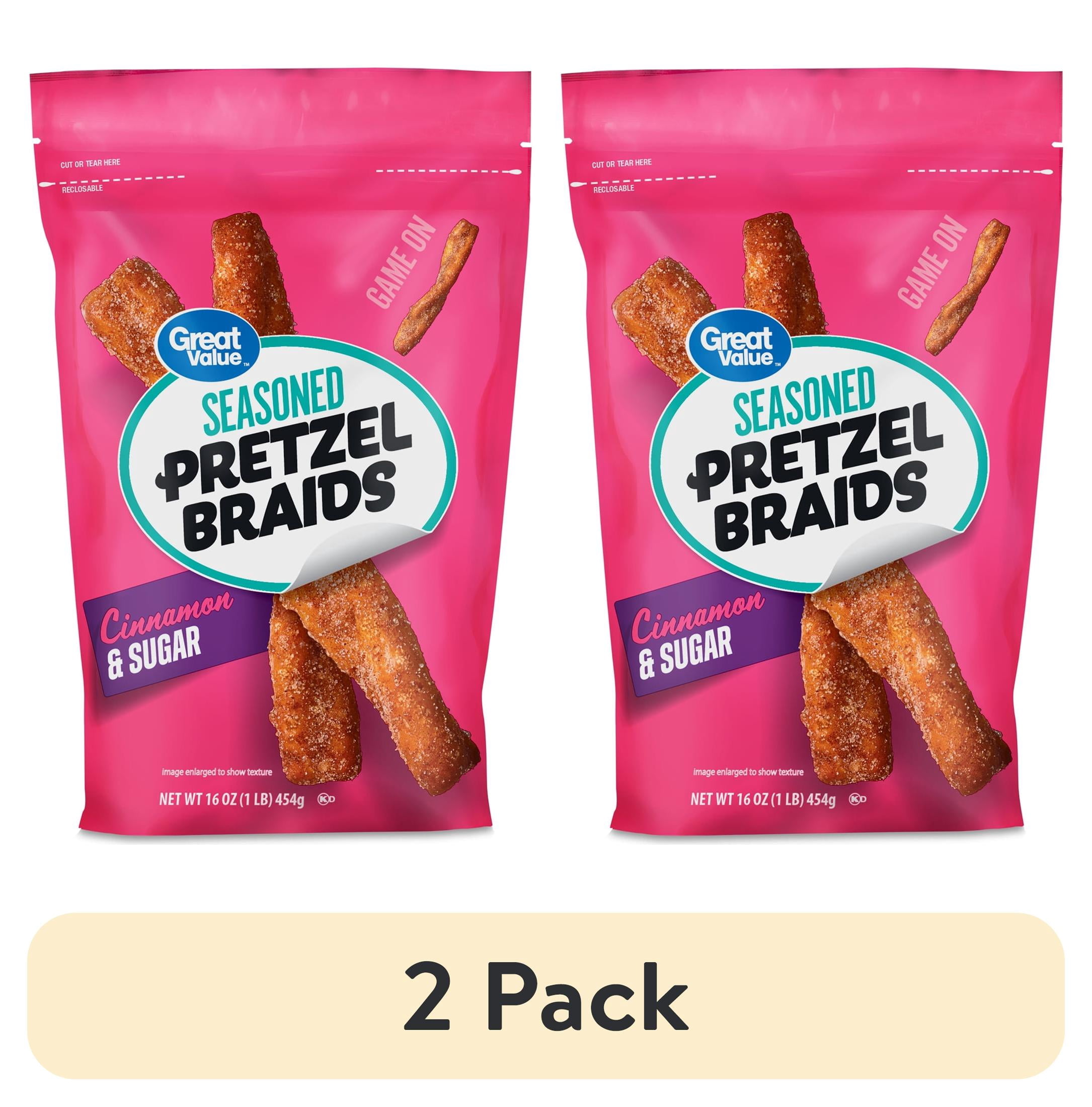(2 pack) Great Value Cinnamon & Sugar Seasoned Pretzel Braids, 16 oz