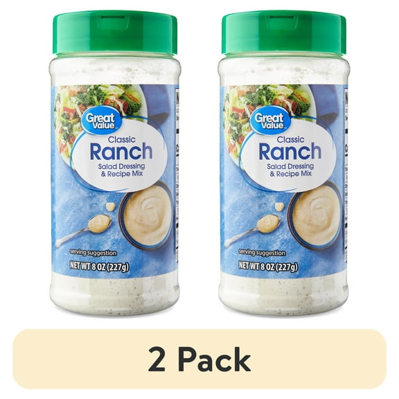 (2 pack) Great Value Classic Ranch Salad Dressing & Recipe Mix, 8 oz Canister