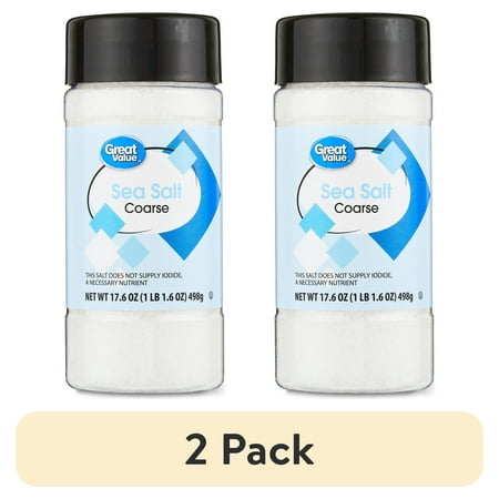 (2 pack) Great Value Coarse Sea Salt, 17.6 oz
