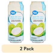 (2 pack) Great Value Coconut Water, Essential Electrolytes, 16.6 oz