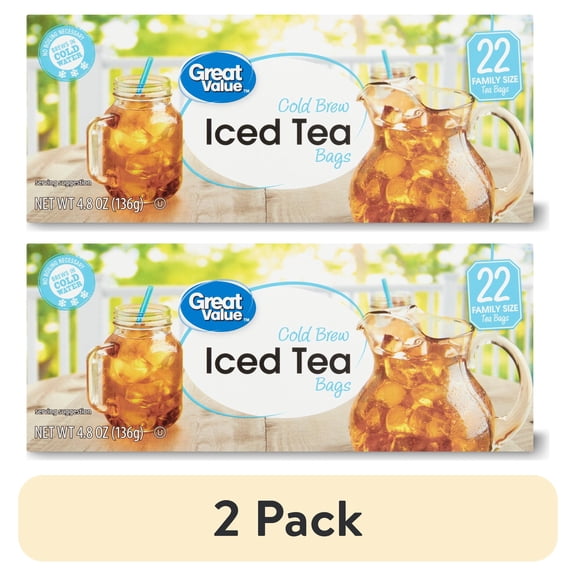(2 pack) Great Value Cold Brew Black Iced Tea Bags, 22 Count