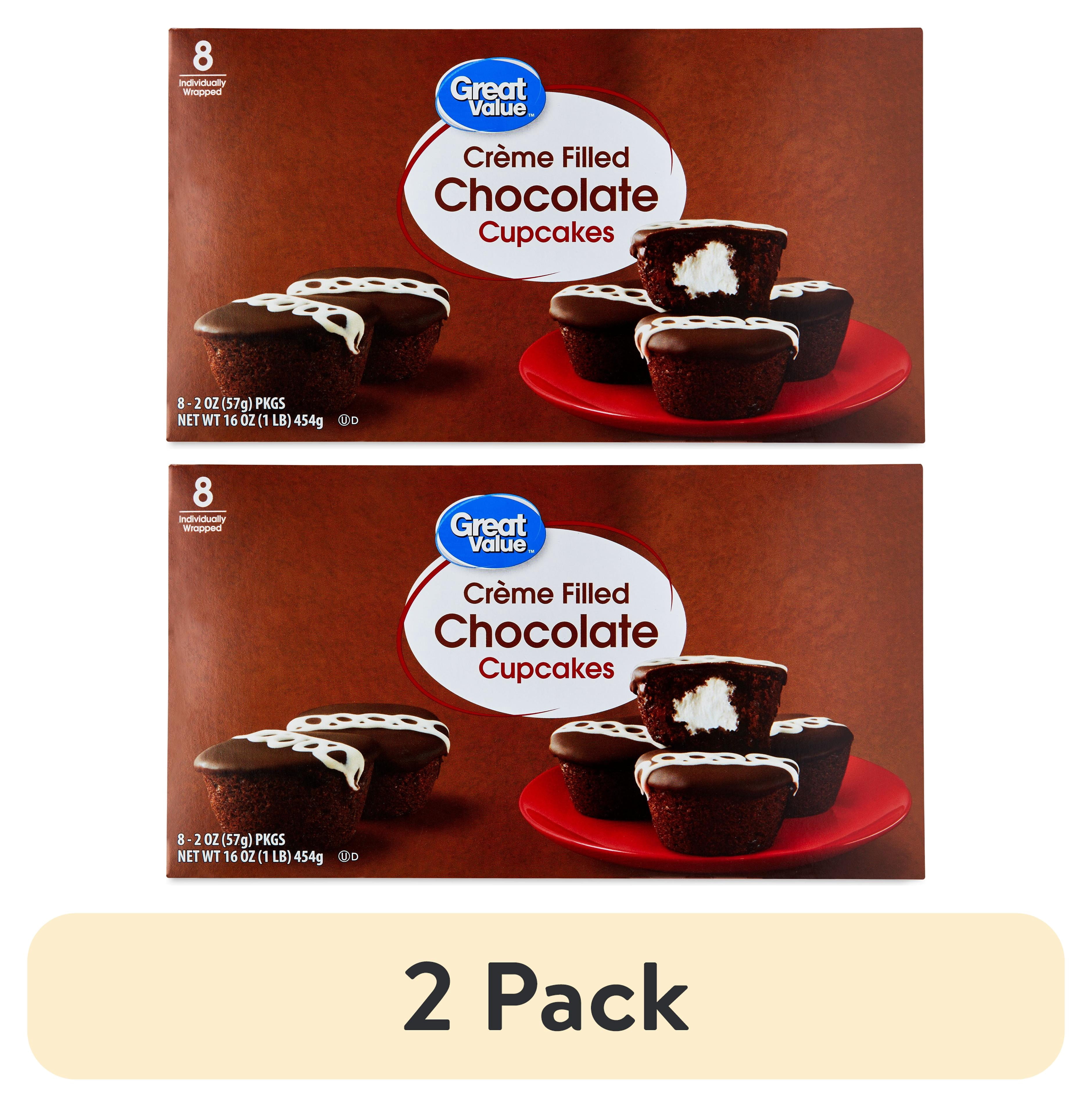 (2 pack) Great Value Creme Filled Chocolate Cupcakes, 16 oz, 8 Count