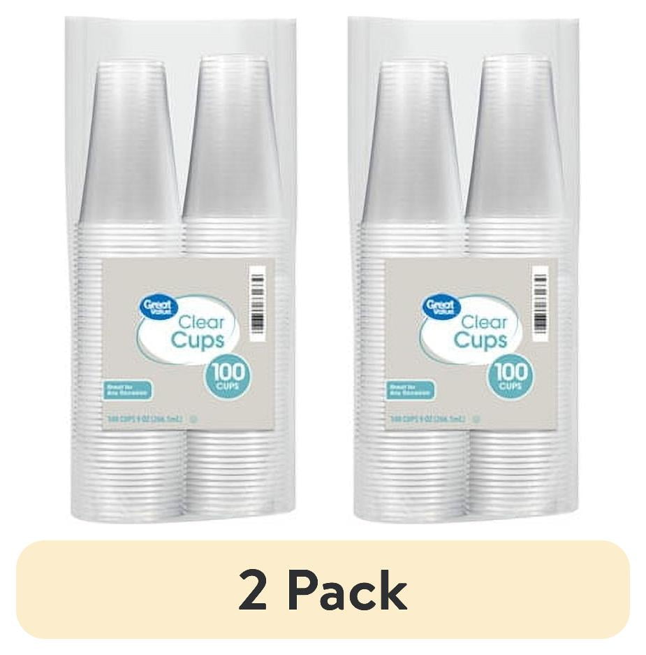 (2 pack) Great Value Disposable Plastic Cups, Clear, 9 oz, 100 Count ...
