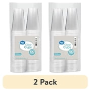 (2 pack) Great Value Disposable Plastic Cups, Clear, 9 oz, 100 Count