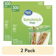 (2 pack) Great Value Double Zipper Sandwich Bags, 300 Count