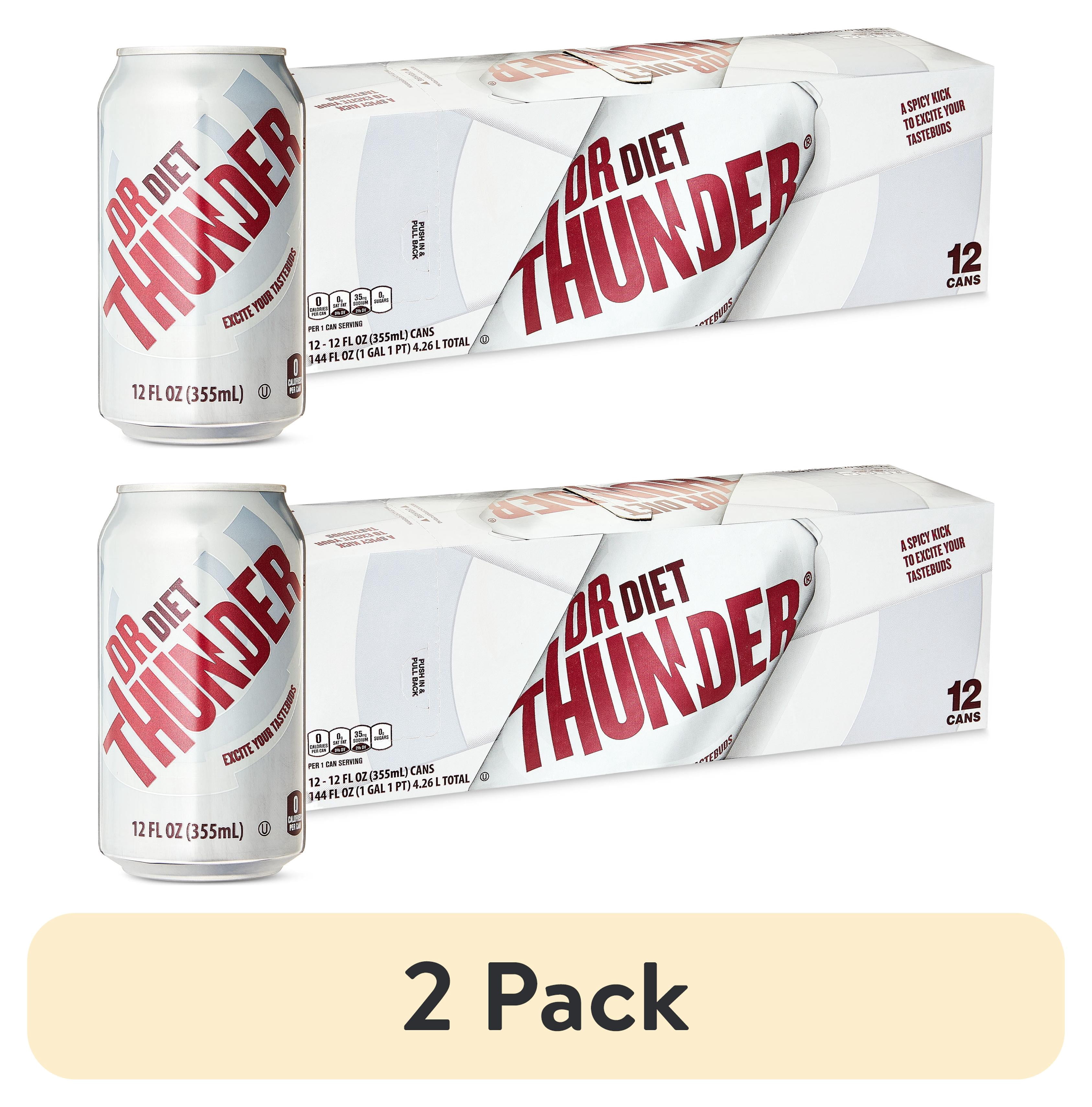 (2 pack) Great Value Dr Thunder Diet Calorie Free Soda Pop, 12 fl oz, 12 Pack Cans