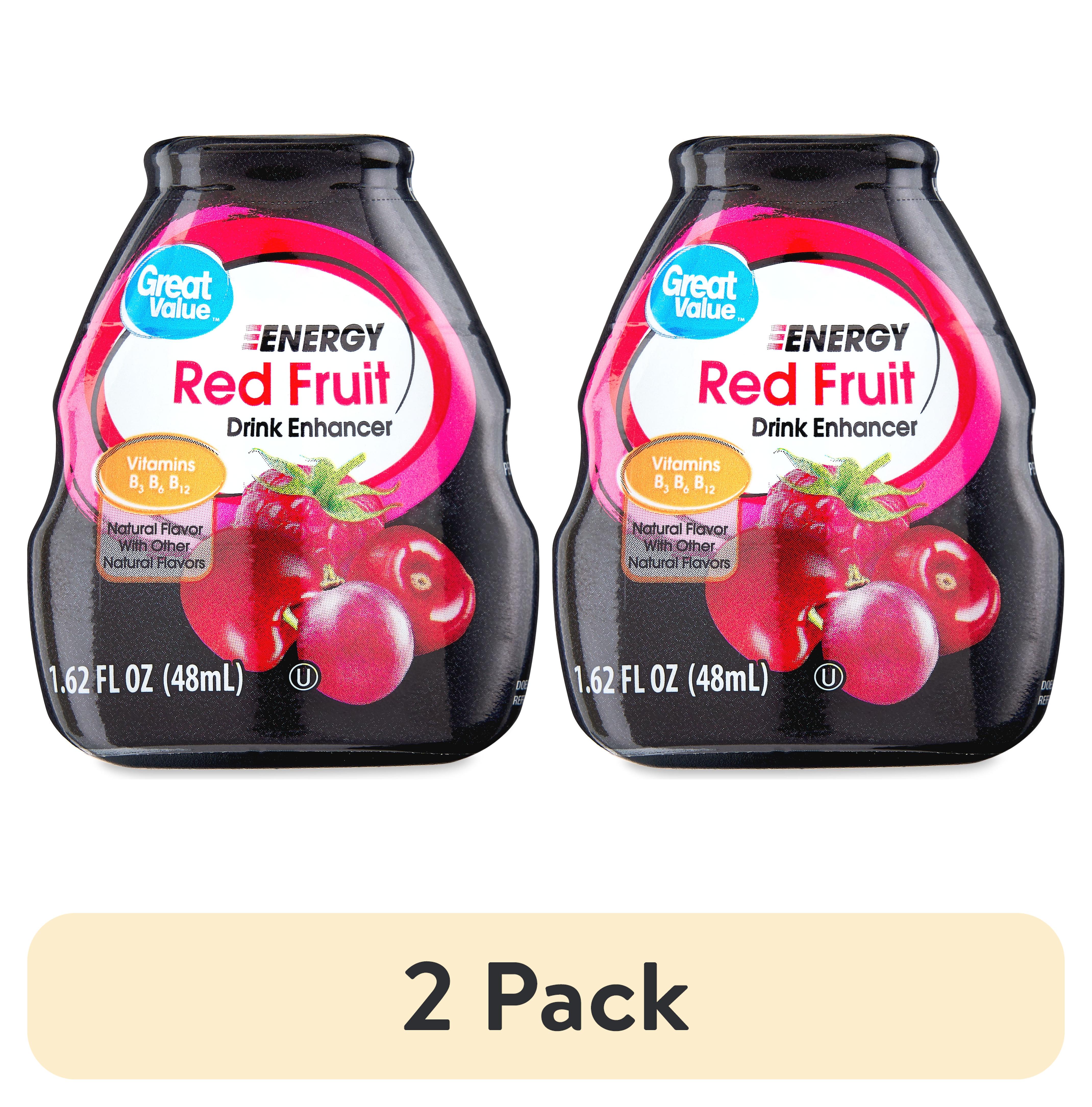 2 pack) Great Value Energy Red Fruit Drink Enhancer, 1.62 fl oz