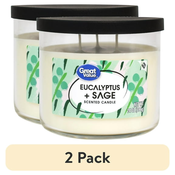 (2 pack) Great Value Eucalyptus & Sage Candle, 14 oz
