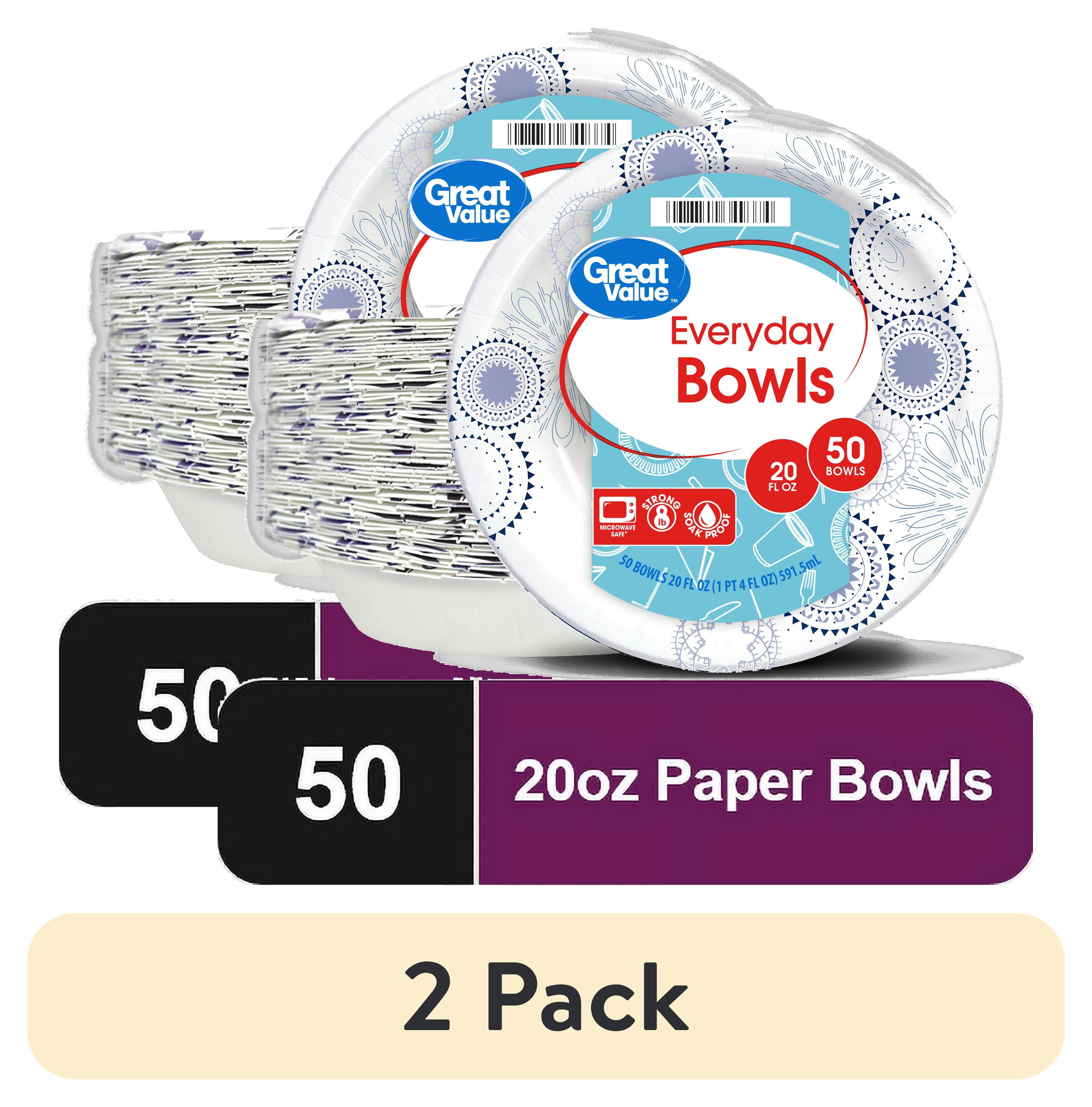 (2 pack) Great Value Everyday Disposable Paper Bowls, 20 oz, 50 Count