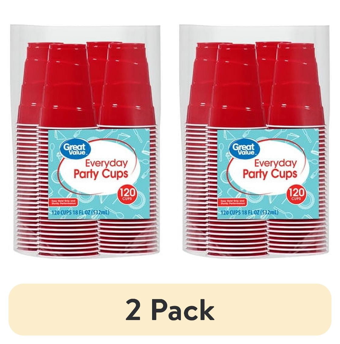 Great Value - Brandclub - (2 pack) Great Value Everyday Disposable Plastic  Party Cups, Red, 18 oz, 100 Count