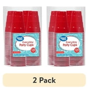 (2 pack) Great Value Everyday Disposable Plastic Cups, Red, 18 oz, 120 count