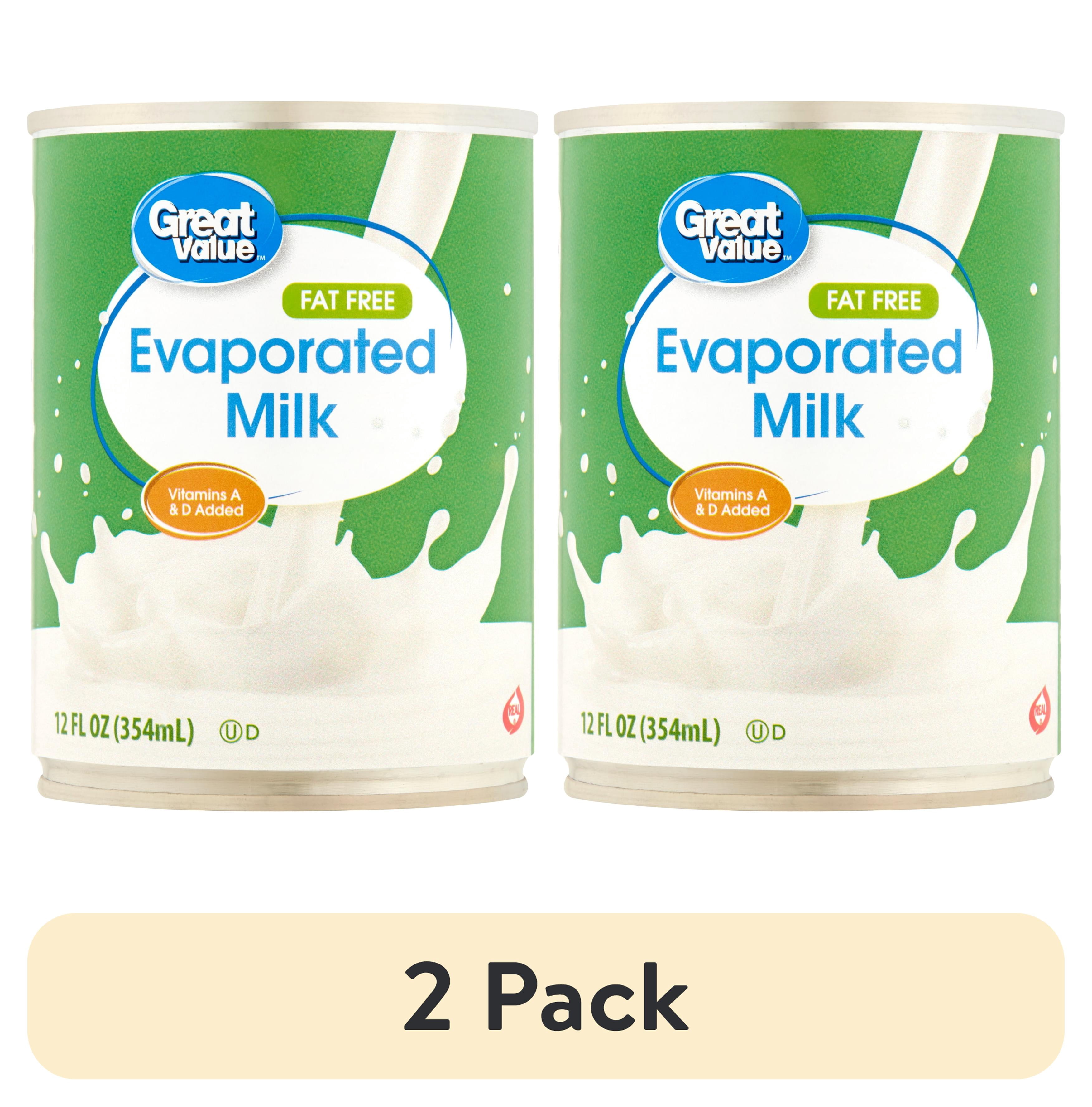 (2 pack) Great Value Fat-Free Evaporated Milk, 12 fl oz