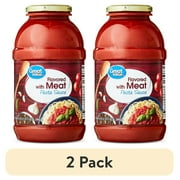 (2 pack) Great Value Flavored with Meat Pasta Sauce, 45 oz Jar