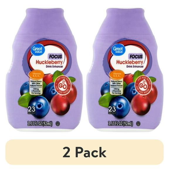 (2 pack) Great Value Focus Huckleberry Drink Enhancer Liquid, 3.11 fl oz