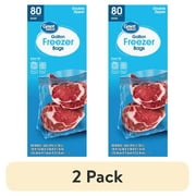 (2 pack) Great Value Freezer Guard Double Zipper Freezer Bags, Gallon, 80 Count