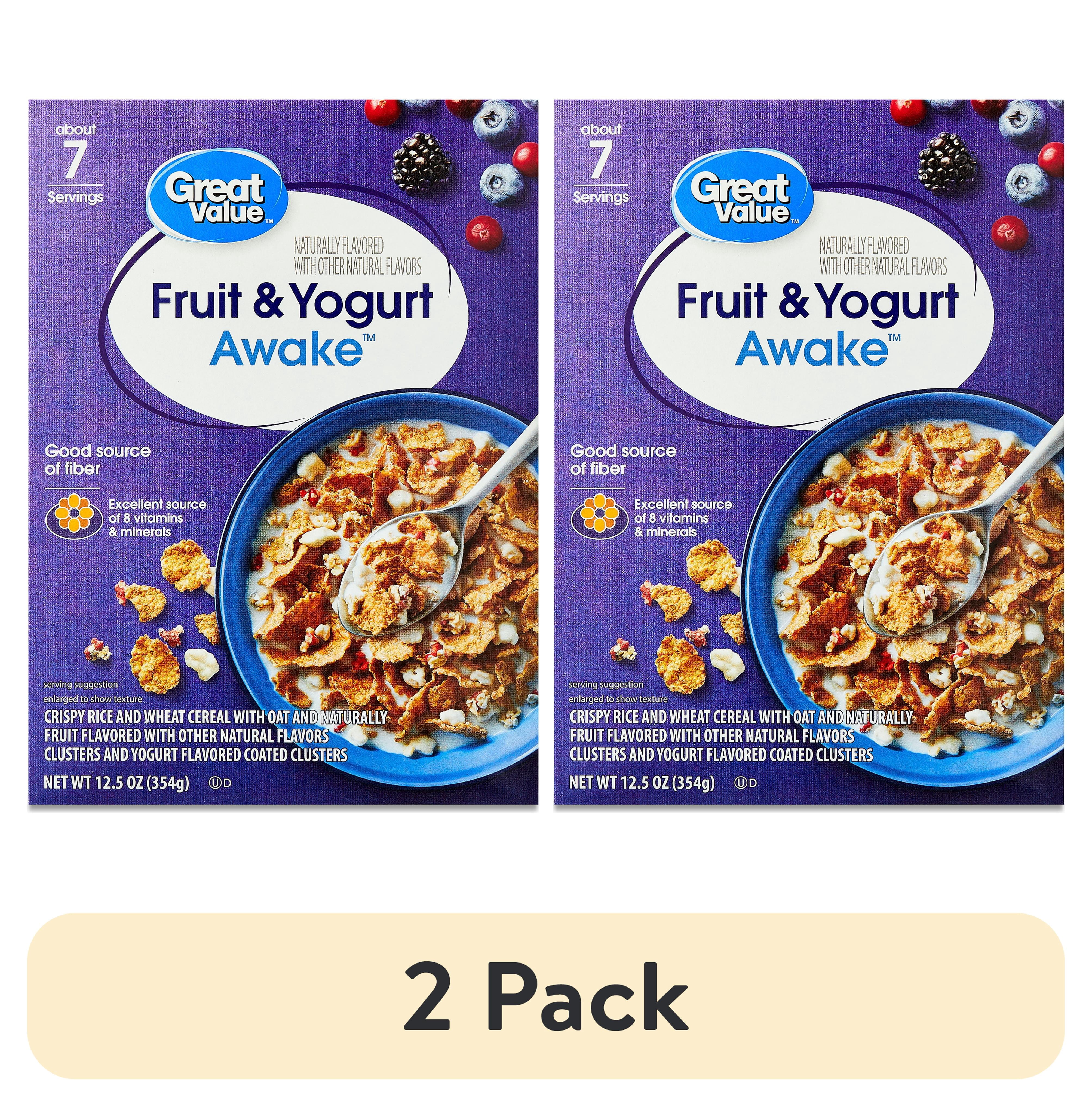 (2 pack) Great Value Fruit & Yogurt Clusters Awake Cereal, 12.5 oz ...