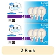 (2 pack) Great Value G25 LED Bulb, 3W (25W Equivalent), Daylight White, Dimmable, E26 Base, 3-Pack, Title 20