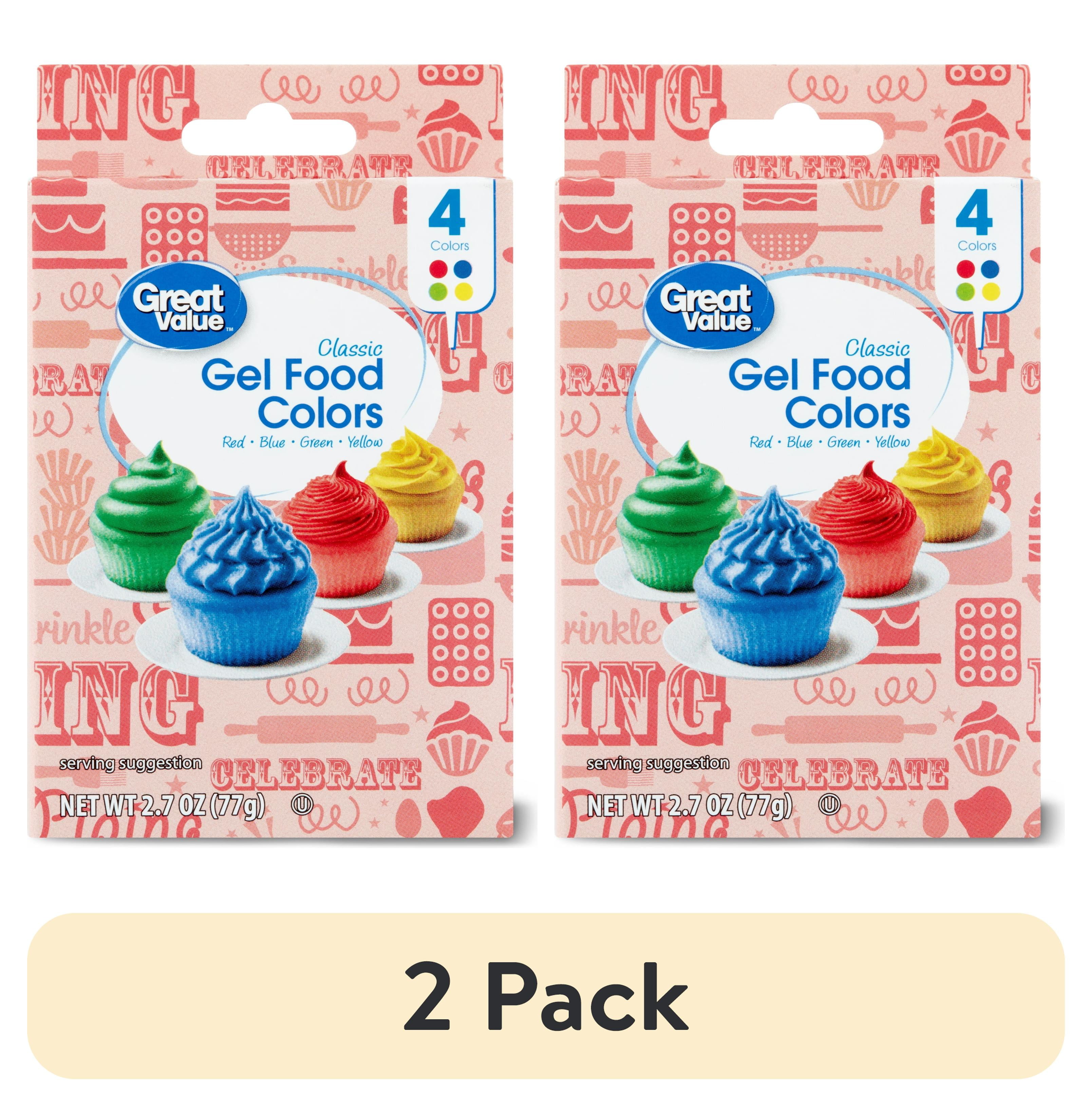 2 pack) Great Value Gel Food Colors, Classic Colors, 2.7 oz